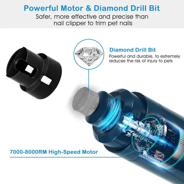 Pet Nail Grinder 2 Speeds Quiet USB Rechargeable Pet Nail Grinder Professional Pet Nail Trimmer Cordless Paws Grooming Maison & Companie