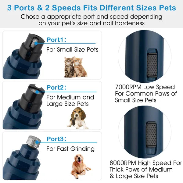Pet Nail Grinder 2 Speeds Quiet USB Rechargeable Pet Nail Grinder Professional Pet Nail Trimmer Cordless Paws Grooming Maison & Companie