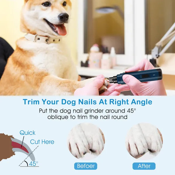 Pet Nail Grinder 2 Speeds Quiet USB Rechargeable Pet Nail Grinder Professional Pet Nail Trimmer Cordless Paws Grooming Maison & Companie